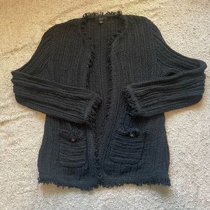 J Crew - Black cardigan with frayed edges. Size small